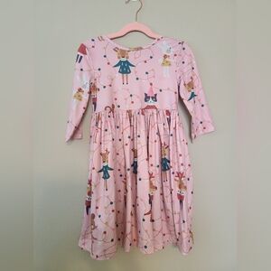 Mila & Rose Animal Holiday Fun Pink Long-Sleeve Dress